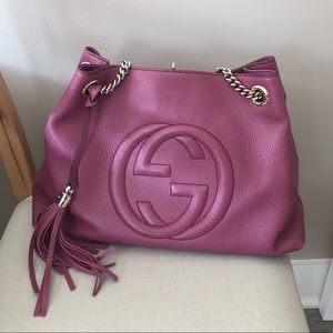 Soho Medium Purple Leather Chain Shoulder Tote